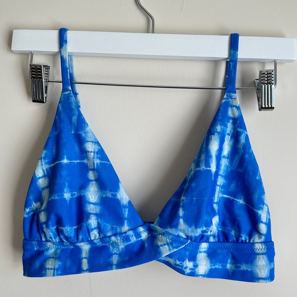 Aerie Blue Tie Dye Triangle Bikini Top